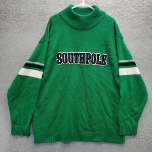 South Pole Sweater Mens XXL Green Turtleneck Knit Hip Hop Urban Y2K
